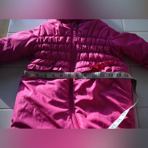 Rothschild 12M Infant Girls Snowsuit In Vibrant Pink with Floral Embossed Design - Picture 14 of 15